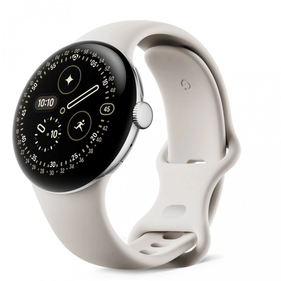 Pixel Watch 4 45 Wi-Fi Polished Silver/Porcelain Active Band