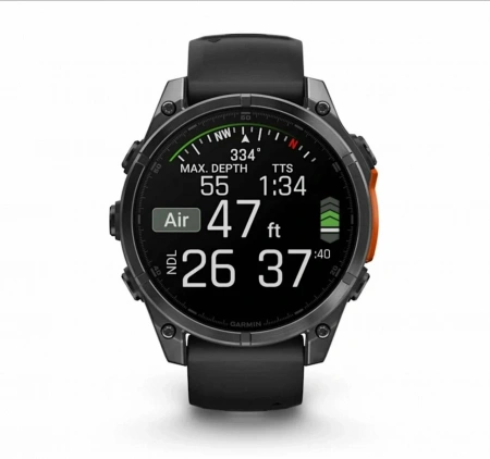 умные часы watch garmin fenix 8 43 amoled sapphire carbon gray dlc titanium with black silicone