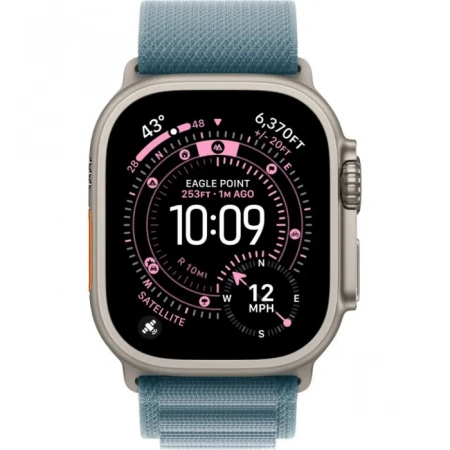 умные часы apple watch ultra 3 49 natural titanium case with l light blue alpine loop