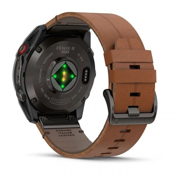умные часы watch garmin fenix 8 pro 47mm amoled sapphire titanium carbon grey chestnut leather 010-03198-40